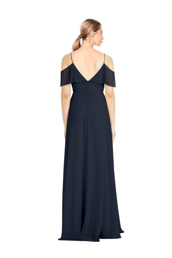 Lxue Chiffon A-Line Sleeveless Dark Navy Bridesmaid Dress Sheffield