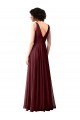 Soft Chiffon A-Line Long Sleeveless Burgundy Gold V-Back Bridesmaid Dress Sheffield