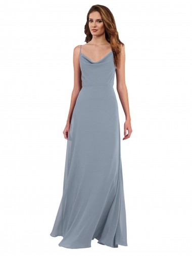 Soft Chiffon Long Sleeveless Cowl Neck V-Back Bridesmaid Dresses Sheffield