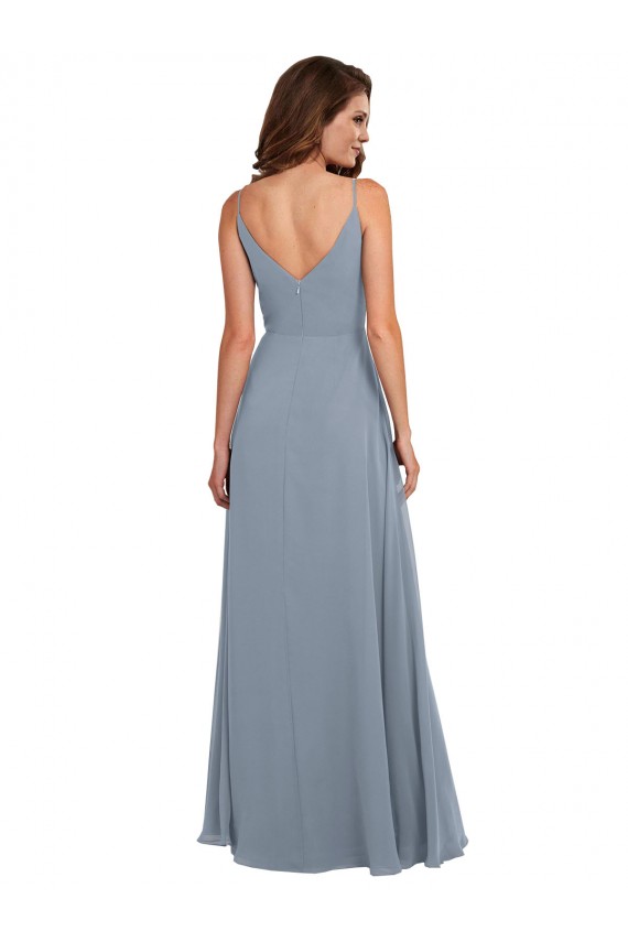 Soft Chiffon Long Sleeveless Cowl Neck V-Back Bridesmaid Dresses Sheffield