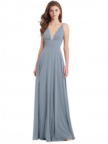 Chiffon A-Line Long Sleeveless V-Back Bridesmaid Dress / Evening Gowns Sheffield