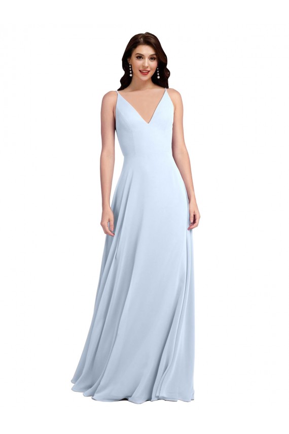 Soft Chiffon A-Line Long Sleeveless Keyhole Back Evening Dress / Bridesmaid Dress Sheffield