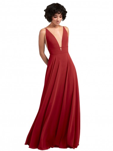 Lxue Chiffon A-Line Long Sleeveless V-Back Bridesmaid Dress Sheffield