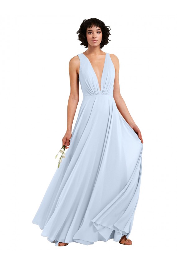 Soft Chiffon A-Line Long Light Sky Blue Bridesmaid Dresses Sheffield