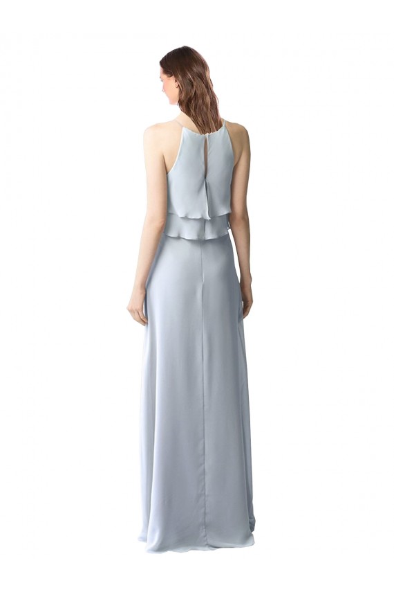 Soft Chiffon A-Line Long Sleeveless Light Sky Blue Bridesmaid Dresses Sheffield
