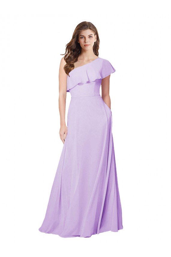 Soft Chiffon A-Line Long Sleeveless Lilac Bridesmaid Dress Sheffield