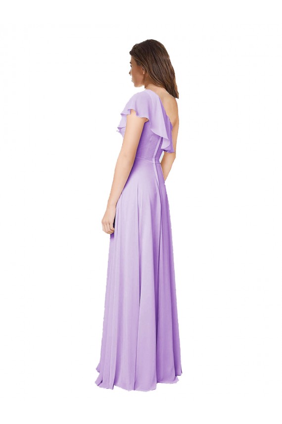 Soft Chiffon A-Line Long Sleeveless Lilac Bridesmaid Dress Sheffield