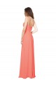 Soft Chiffon A-Line Long Coral Open Back Bridesmaid Dress Sheffield