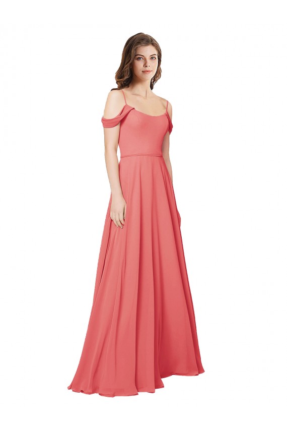 Soft Chiffon A-Line Long Sleeveless Desert Rose Low Back Bridesmaid Dress Sheffield
