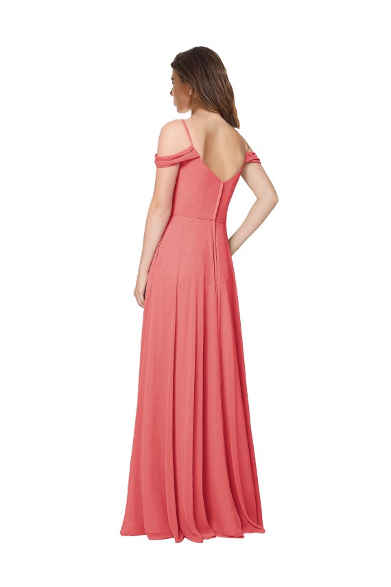 Soft Chiffon A-Line Long Sleeveless Desert Rose Low Back Bridesmaid Dress Sheffield