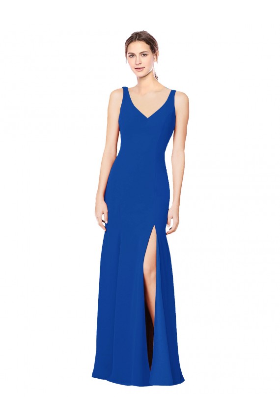 Chiffon Sheath Long Sleeveless Low Back Bridesmaid Dress / Evening Dress Sheffield
