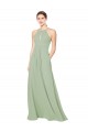 Soft Chiffon A-Line Long Sleeveless Smoke Green Keyhole Back Bridesmaid Dress Sheffield