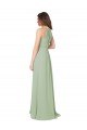Soft Chiffon A-Line Long Sleeveless Smoke Green Keyhole Back Bridesmaid Dress Sheffield