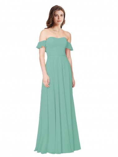 Soft Chiffon A-Line Long Flounce Sleeves Open Back Bridesmaid Dress Sheffield