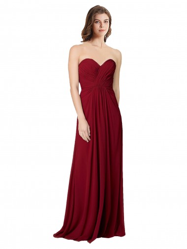 Chiffon A-Line Long Floor Length Sleeveless Open Back Burgundy Bridesmaid Dresses Sheffield