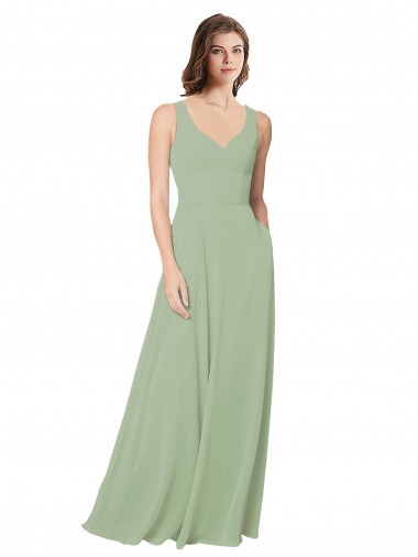 Soft Chiffon A-Line Long Sleeveless Open Back Formal Dress / Bridesmaid Dress Sheffield