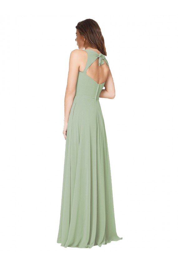 Soft Chiffon A-Line Long Sleeveless Open Back Formal Dress / Bridesmaid Dress Sheffield
