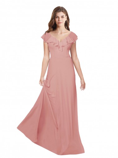 Chiffon A-Line Long Flutter Sleeves Criss Cross Back Bridesmaid Dress / Evening Dress Sheffield