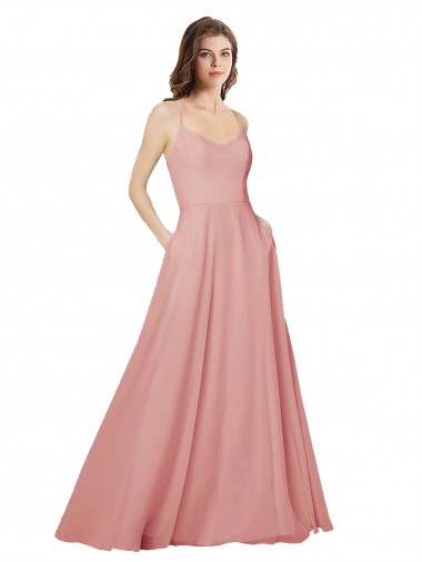 Soft Chiffon A-Line Long Sleeveless Criss Cross Open Back Bliss Pink Bridesmaid Dresses Sheffield