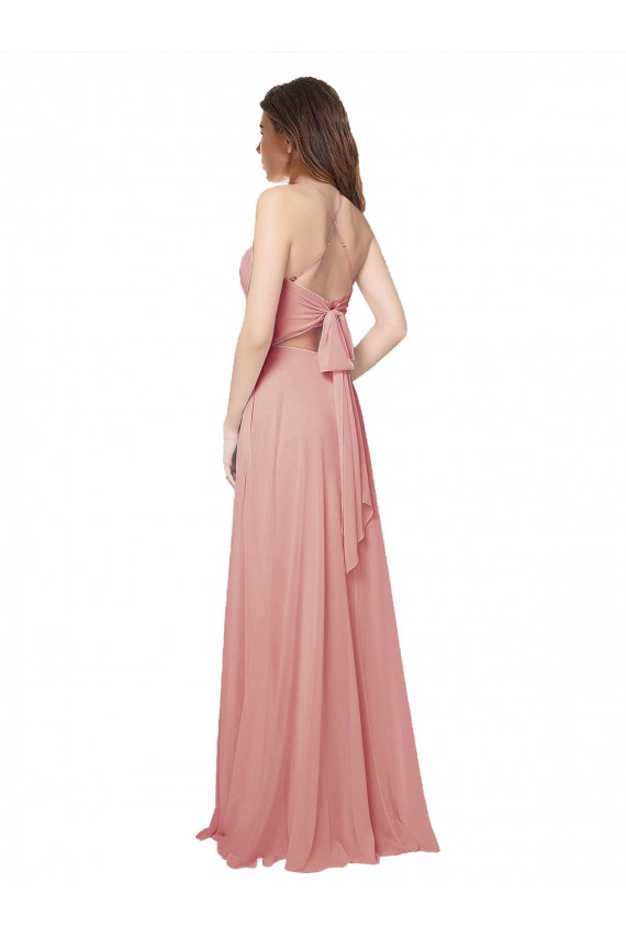 Soft Chiffon A-Line Long Sleeveless Criss Cross Open Back Bliss Pink Bridesmaid Dresses Sheffield