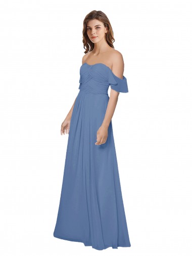 Soft Chiffon A-Line Long Flutter Sleeves Open Back Bridesmaid Dress Sheffield