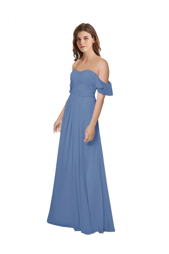 Soft Chiffon A-Line Long Flutter Sleeves Open Back Bridesmaid Dress Sheffield