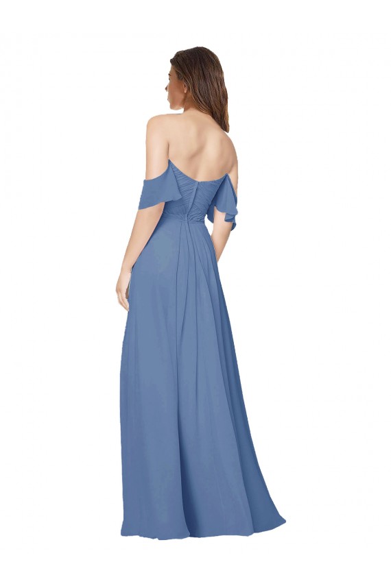Soft Chiffon A-Line Long Flutter Sleeves Open Back Bridesmaid Dress Sheffield