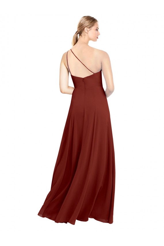 Soft Chiffon A-Line Long Sleeveless High Slit Bridesmaid Dresses Sheffield