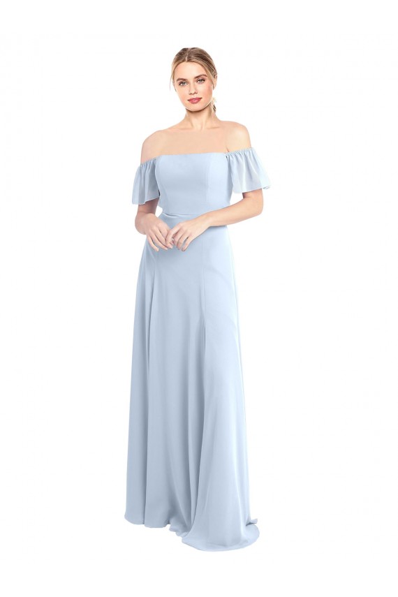 Soft Chiffon A-Line Long Flutter Sleeves V-Back Formal Dress / Bridesmaid Dress Sheffield