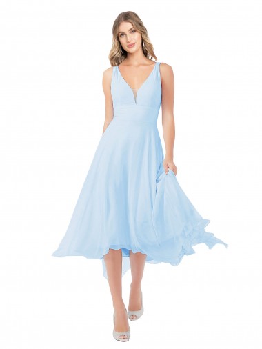 Soft Chiffon A-Line Midi Length Sleeveless Keyhole Back Bridesmaid Dress Sheffield