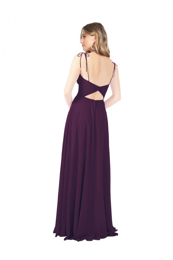Soft Chiffon A-Line Long Sleeveless Keyhole Back Front Slit Bridesmaid Dresses Sheffield