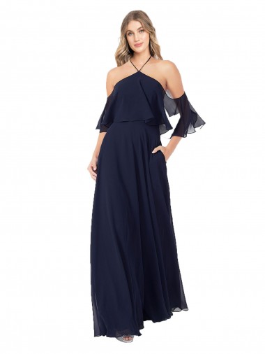 Soft Chiffon A-Line Long Flutter Sleeves Formal Dress / Bridesmaid Dress Sheffield
