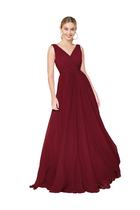 Soft Chiffon A-Line Sleeveless Burgundy Formal Dress / Bridesmaid Dress Sheffield