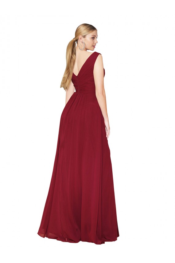 Soft Chiffon A-Line Long Sleeveless V-Back Black Tie Evening Gown / Prom Dress / Bridesmaid Dress Sheffield