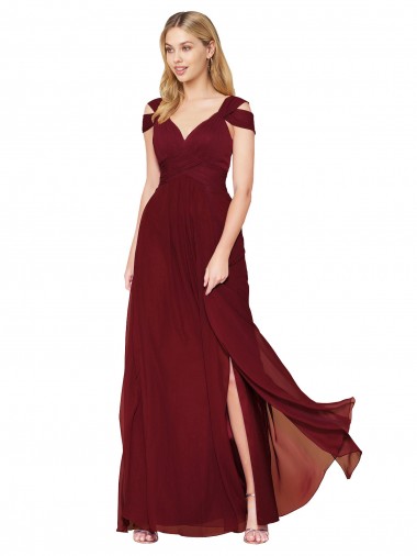 Soft Chiffon A-Line Long Sleeveless Side Slit Prom Dresses Sheffield