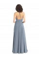 Soft Chiffon A-Line Long Sleeveless V-Back Dusty Blue Bridesmaid Dresses Sheffield