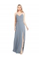Soft Chiffon A-Line Long Sleeveless Open Back High Slit Bridesmaid Dresses Sheffield