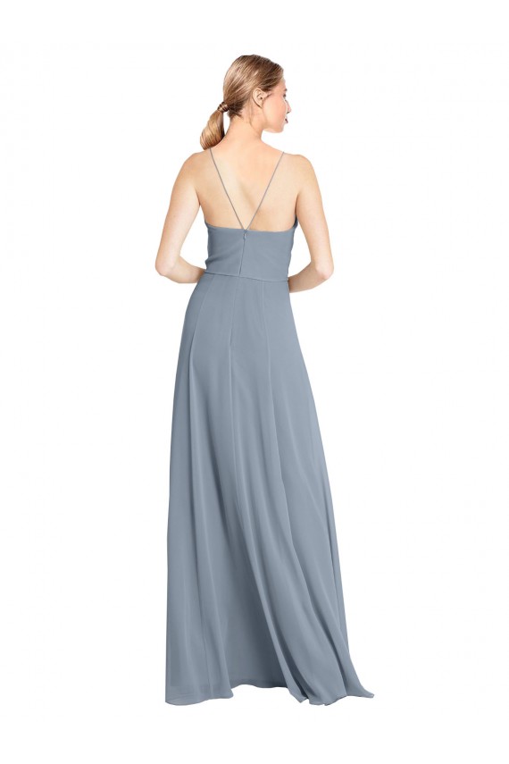 Soft Chiffon A-Line Long Sleeveless Open Back High Slit Bridesmaid Dresses Sheffield