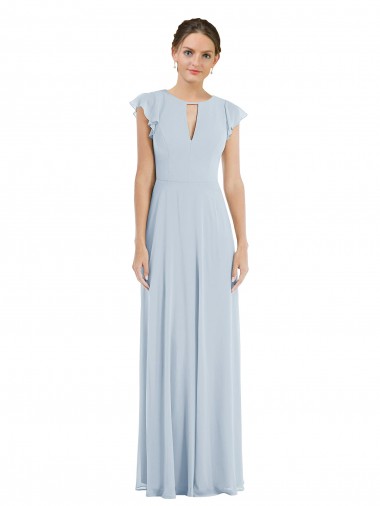 Soft Chiffon A-Line Long Flutter Sleeves V-Back Formal Evening Gown / Bridesmaid Dress Sheffield