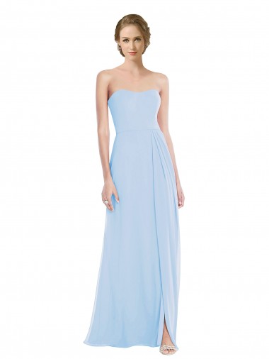 Soft Chiffon A-Line Long Sleeveless Pleated Front Slit Evening Dresses Sheffield