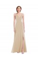 Soft Chiffon A-Line Long Sleeveless Criss Cross Back Champagne Evening Dresses Sheffield