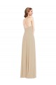 Soft Chiffon A-Line Long Sleeveless Criss Cross Back Champagne Evening Dresses Sheffield