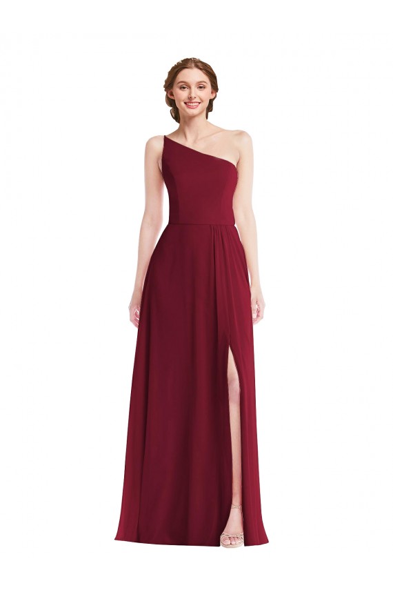 Soft Chiffon A-Line Long Sleeveless Shirred Front Slit Evening Dresses Sheffield