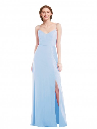 Soft Chiffon A-Line Long Sleeveless Light Sky Blue Evening Dresses Sheffield