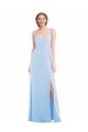 Soft Chiffon A-Line Long Sleeveless Light Sky Blue Evening Dresses Sheffield