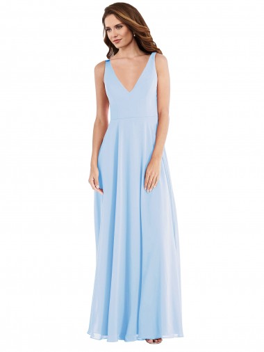 Soft Chiffon Long Sleeveless Semi Formal Evening Dress / Bridesmaid Dress Sheffield