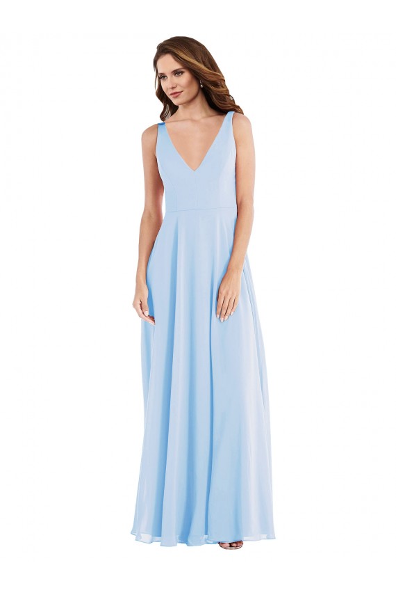 Soft Chiffon Long Sleeveless Semi Formal Evening Dress / Bridesmaid Dress Sheffield