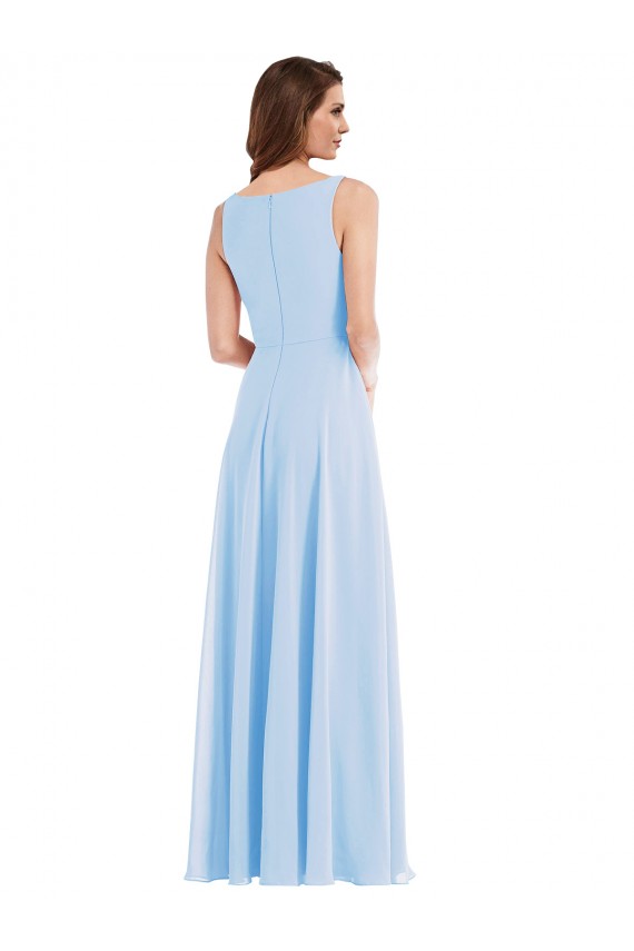 Soft Chiffon Long Sleeveless Semi Formal Evening Dress / Bridesmaid Dress Sheffield