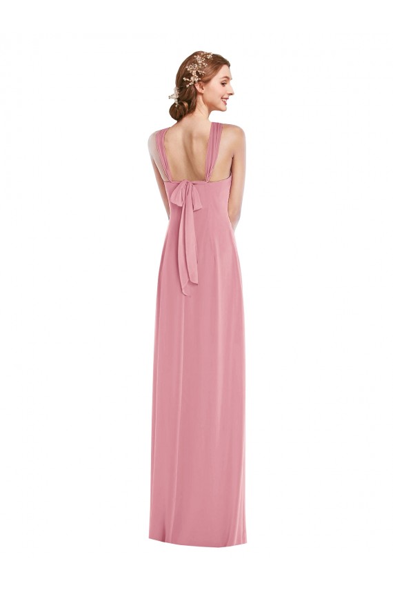 Soft Chiffon A-Line Long Sleeveless Open Back Front Slit Evening Dresses Sheffield