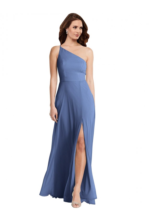 Soft Chiffon A-Line Long Sleeveless Flirty Slit Evening Dresses Sheffield